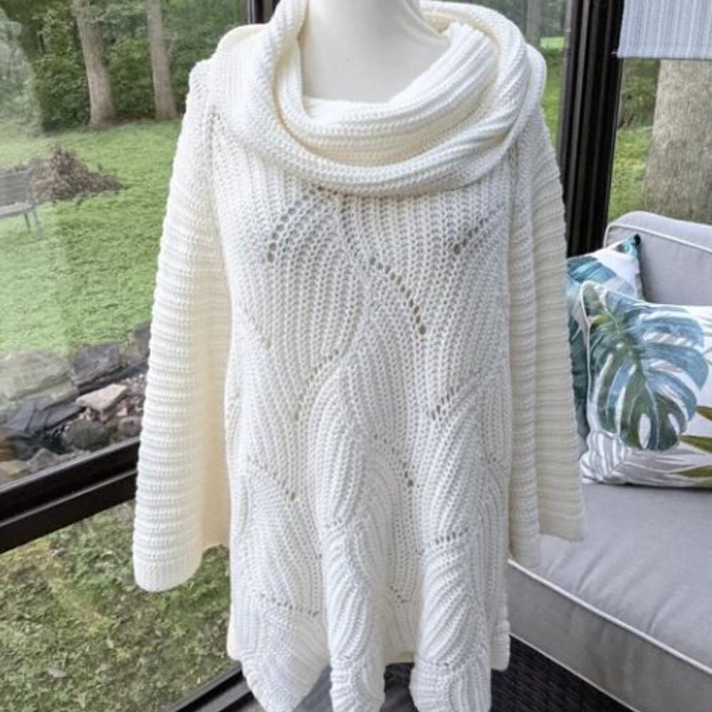Chico's Ivory Cowl Neck Lowri Pullover Sweater L